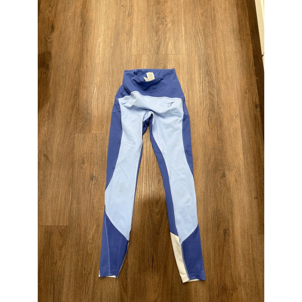 Gymshark Womens XS Blue Colorblock High Waisted‎ Mesh Panel Leggings B2A3S